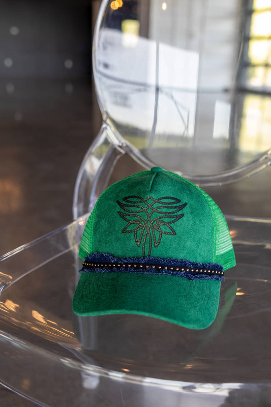 Green Boot Stitch Hat with Band